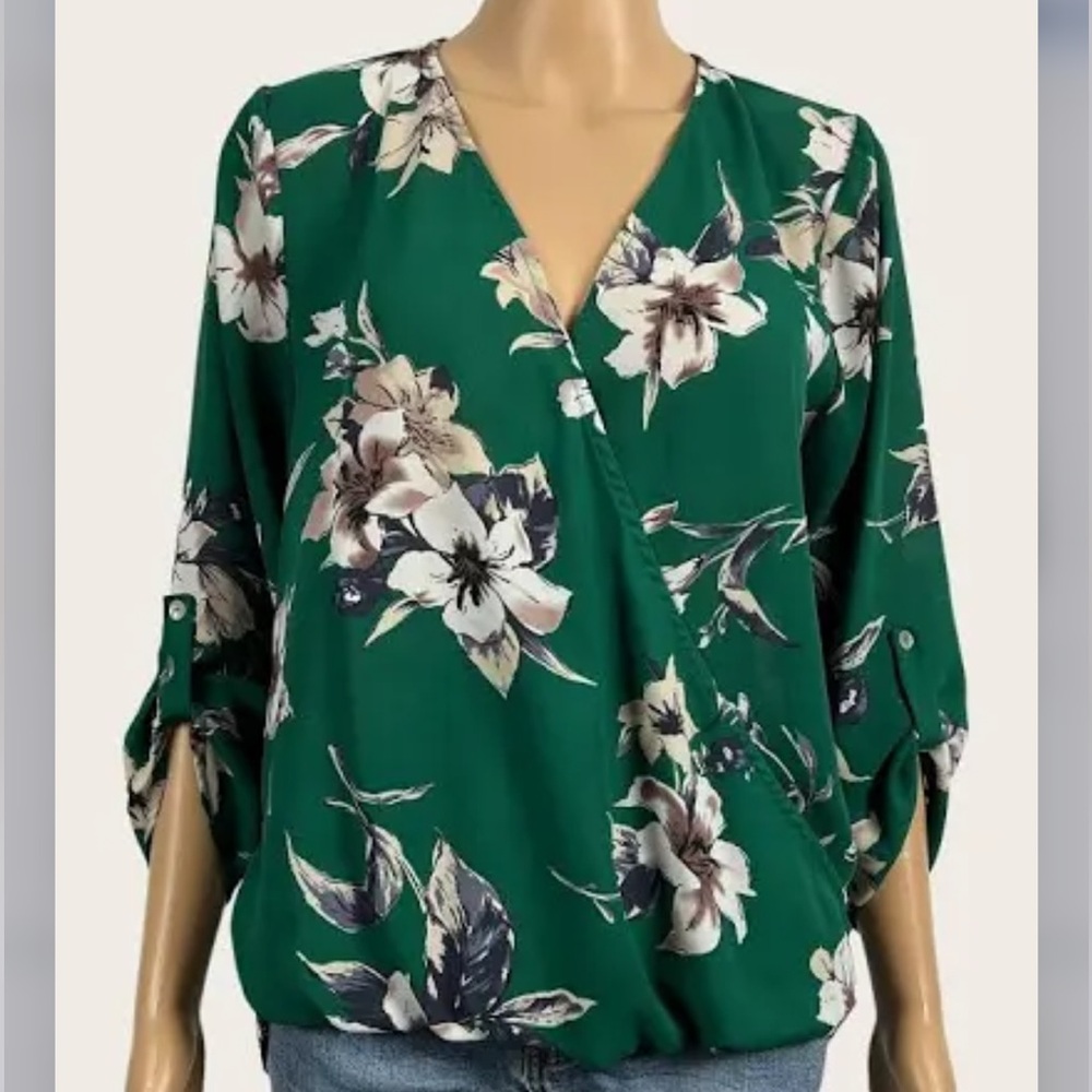 West Kei Green Floral Blouse